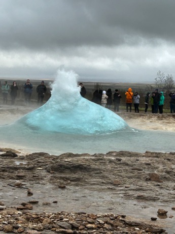 Geysir Geothermal Field geyser 
starting up
